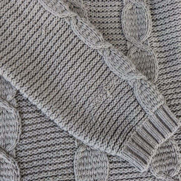 Vintage V-Neck Cable Knit Pullover Sweater Women's Medium British Tan 80s 90s - Picture 6 of 11